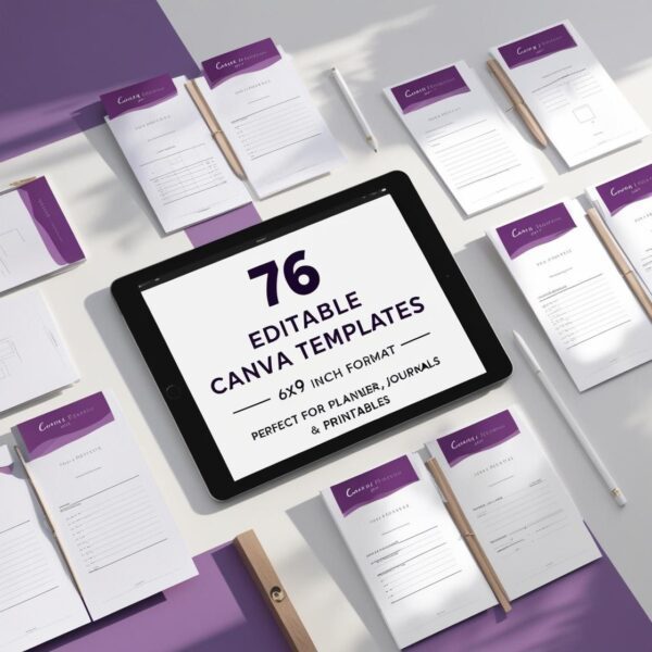 76 Editable Canva Templates – 6x9 Planner & Journal Pages